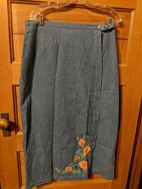 Napa Valley Denim Skirt Size 14 Blue Jean Modest Womens Faux Wrap